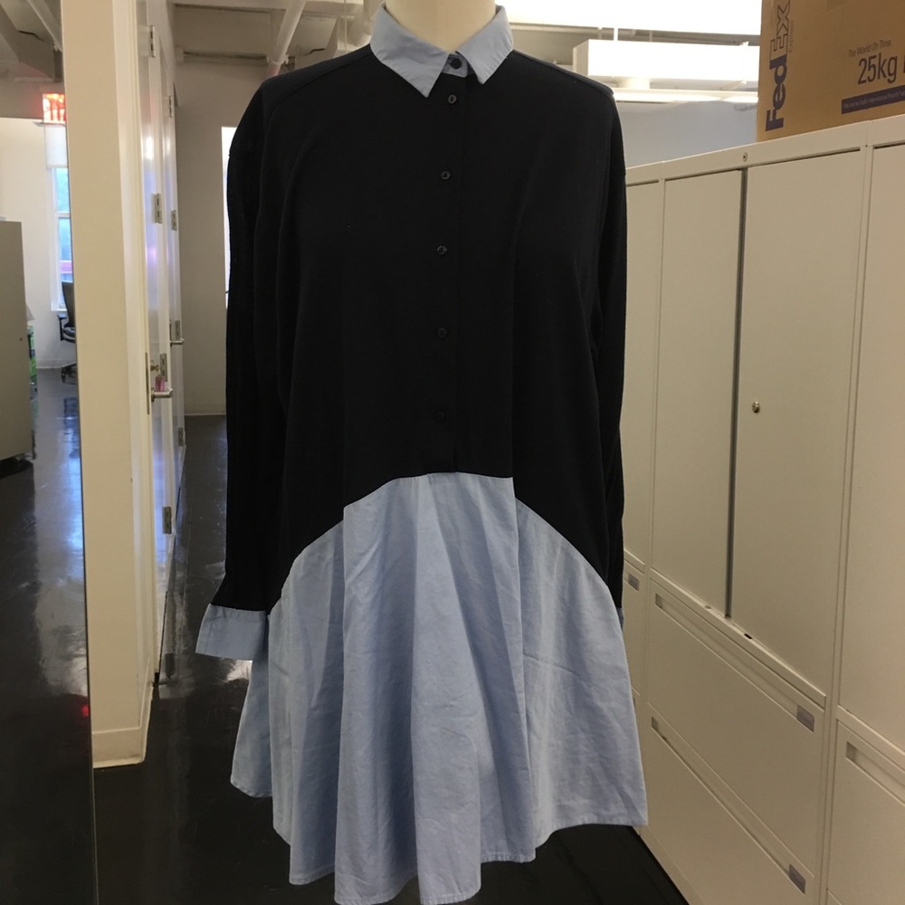 Shirt tunic with woven shirt details